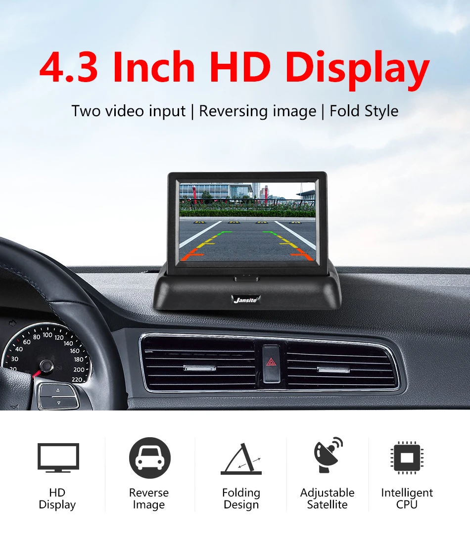 Vtopek 800x480 4,3 дюймов складываемый автомобильный монитор TFT lcd камера DVD VCR обратная парковочная камера для автомобиля Мониторы Заднего вида