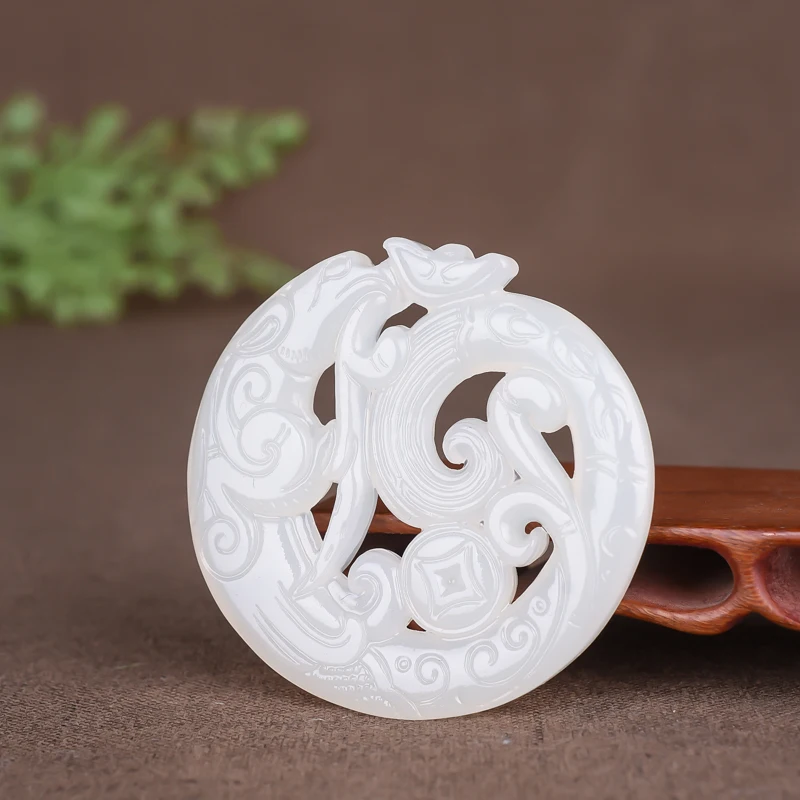 Натуральный зеленый ручной работы античный нефритовый кулон ювелирные изделия