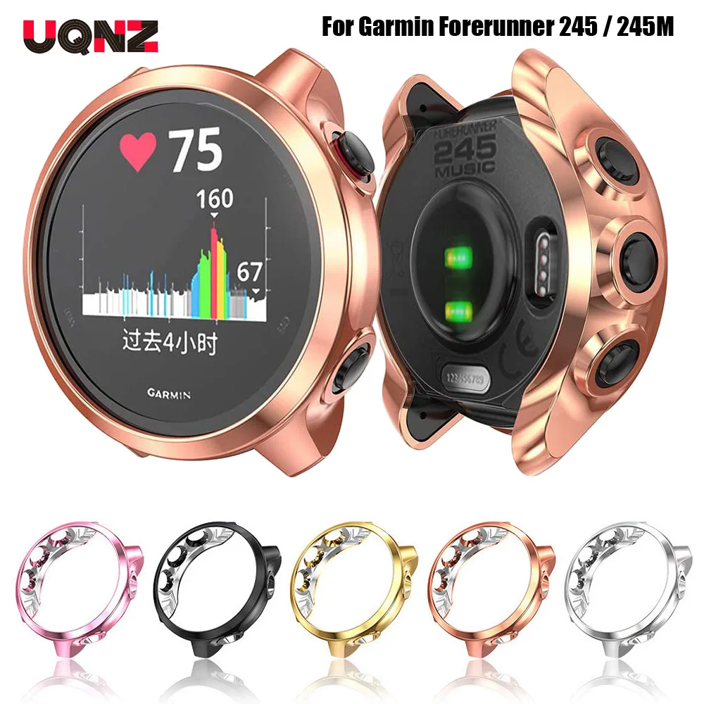 Чехол из ТПУ с гальваническим покрытием для смарт часов Garmin Forerunner 245 645 защитный
