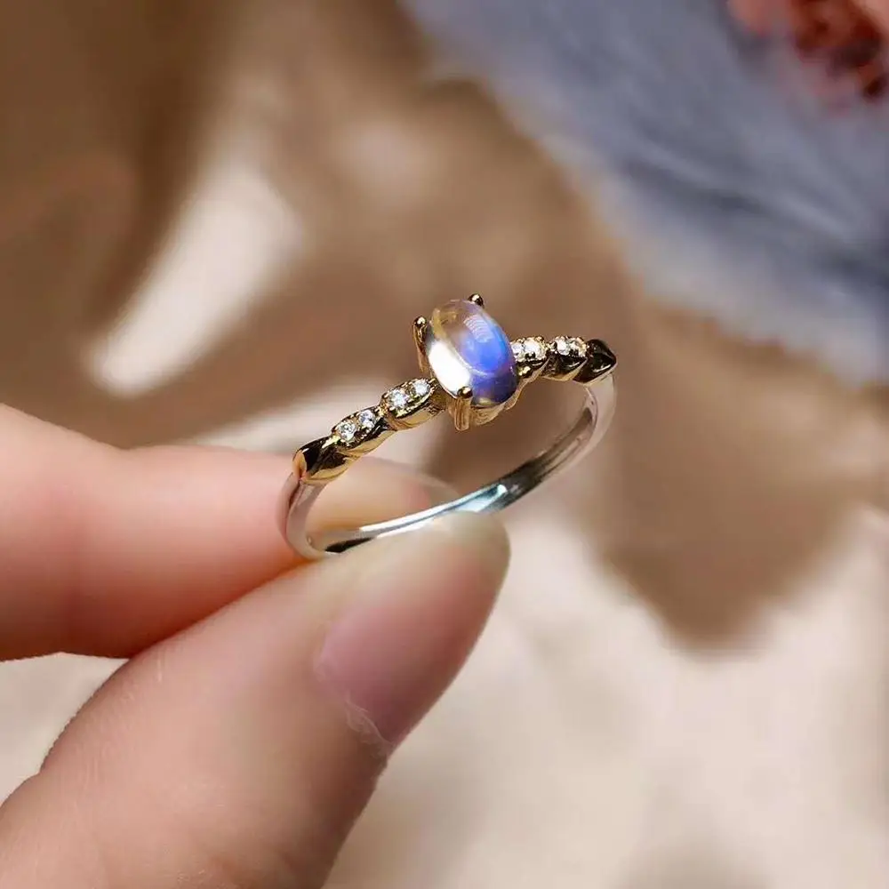 Free shipping Natural Moonstone ring 925 sterling silver Fine jewelry For men or women | Rings