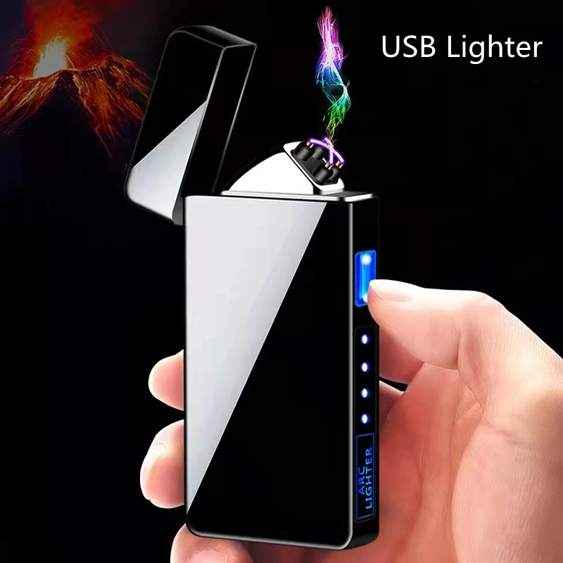 

Плазменная USB-зажигалка с двойной дугой, аккумуляторная Светодиодная электрическая зажигалка, мужской гаджет для курения