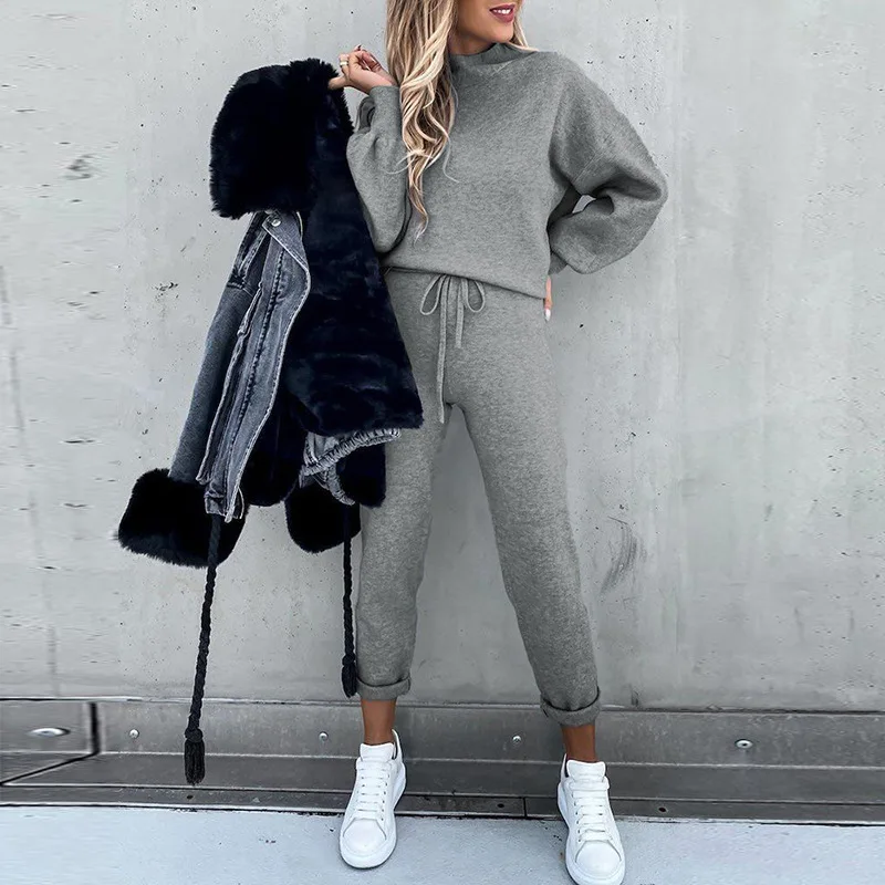 

2021 Women Suit Spring Autumn Pullover Hoodie + Long Pants Sports Suit Female Sweatshirt Sportswear Suit Tracksuit 2 Piece Set
