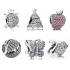 Оригинальная Рождественская елка, милая морская черепаха яблоко с полностью хрустальными бусинами, Подвески подходят для бусин из стерлингового серебра 925 пробы