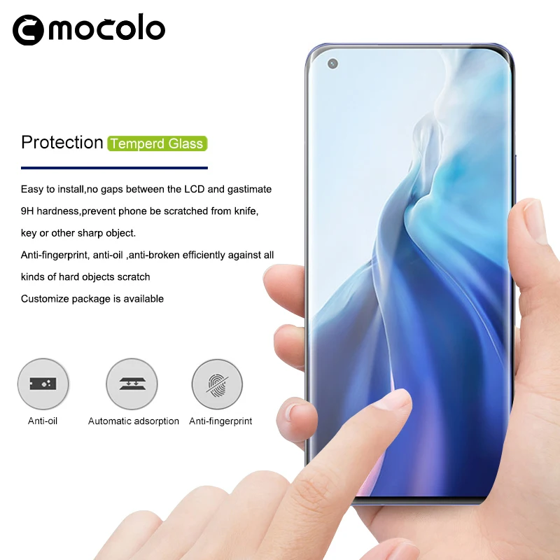 Najtaniej Dla Xiaomi Mi 11 Ochraniacz Ekranu Mocolo Mi 11 Pro Pełne Klejone Zakrzywione Szkło Hartowane UV Dla Xiaomi Mi 11 Ultra Screen Protector
