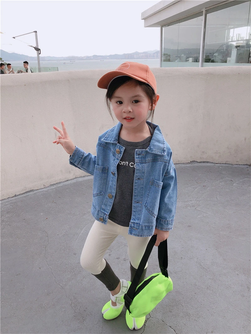 

Unisex Toddlers Jackets Fashion Korean Solid Denim Jacket For Girls Boys Kids 2020 Autumn New Children Clothes Outwear