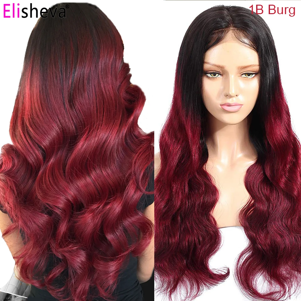 Blond Bodywave Frontal Wig 13x4 Human Hair Lace Front Wigs Ombre 1B 27 Body Wave Closure Preplucked 4x4 | Шиньоны и парики