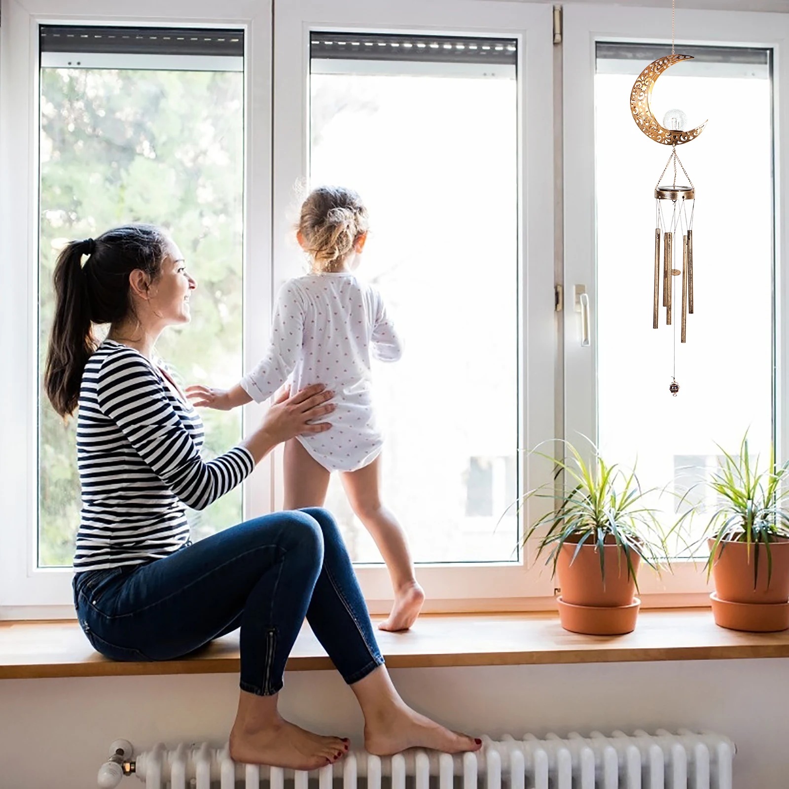 

LED Solar Wind Chime, Waterproof Moon Wind Chimes For Home Garden Decor