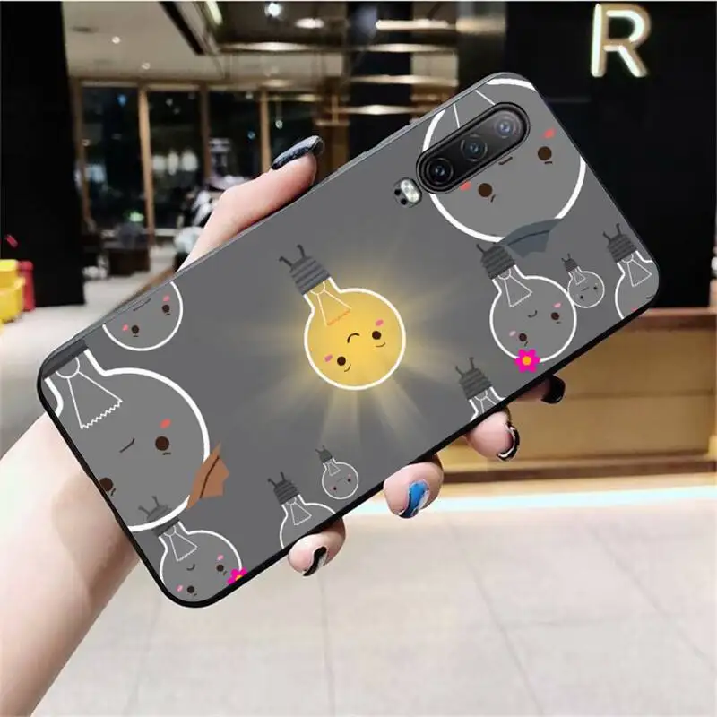 

Funny Light Bulb Black TPU Soft Rubber Phone Cover for Huawei P40 P30 P20 lite Pro Mate 20 Pro P Smart 2019 prime