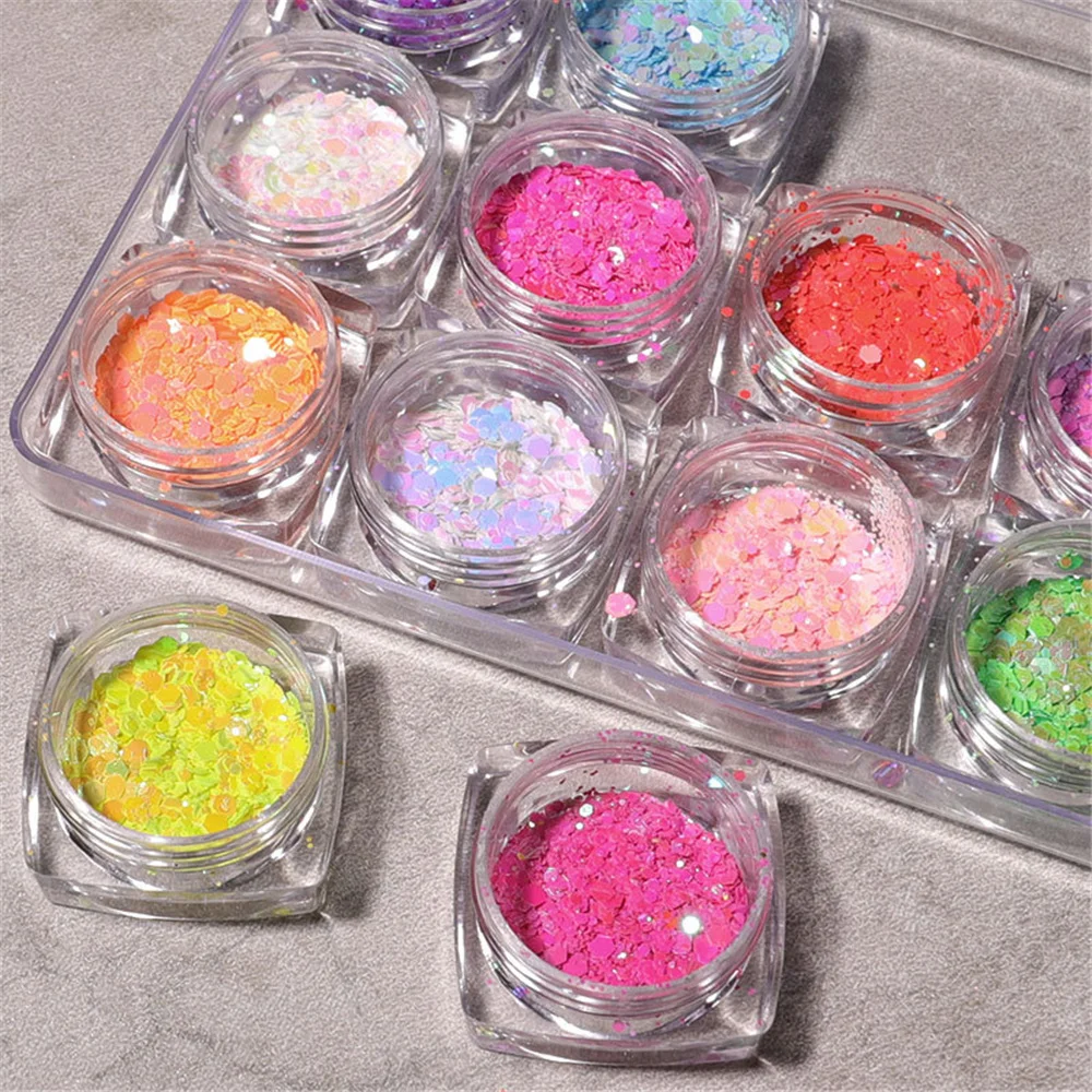 

12 Boxes/Set Holographic Nail Laser Colorful Laser Ultra-thin Wafer Nail Glitter Irregular Nail Design Sequins for Nail Art Set