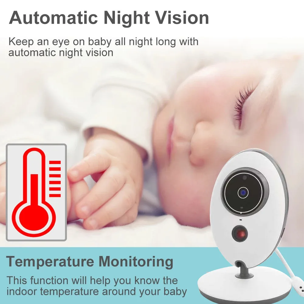 VB605 LCD Audio Video Baby Monitor 2.4GHz Night Vision Wireless Radio Nanny Music Intercom IR 24h Camera Walkie Talkie | Безопасность и