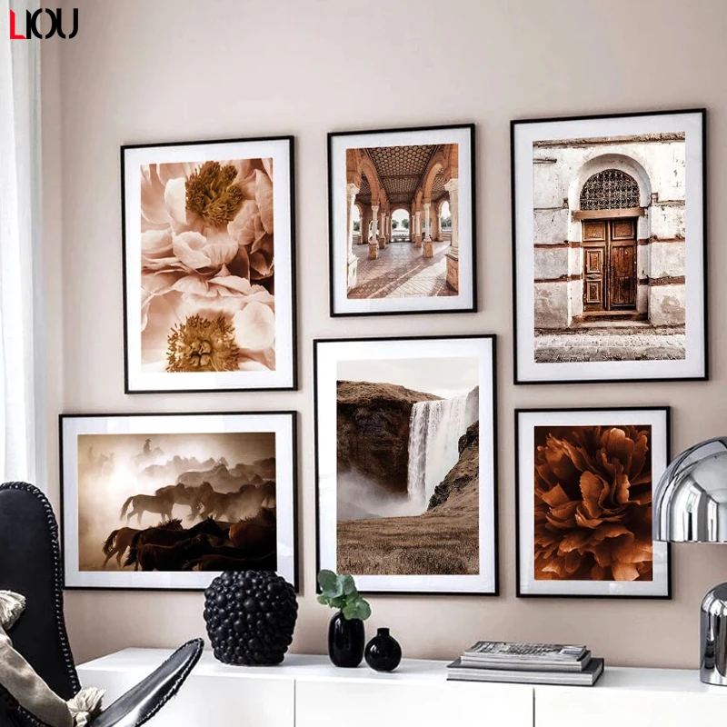 Настенная картина в виде пиона коридора водопада лошади настенные картины на