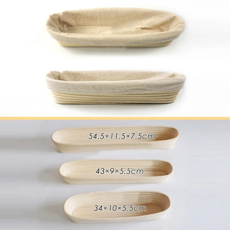 

Long Loaf Fermentation Basket With Linen Weaving Cloth Rattan Weaving