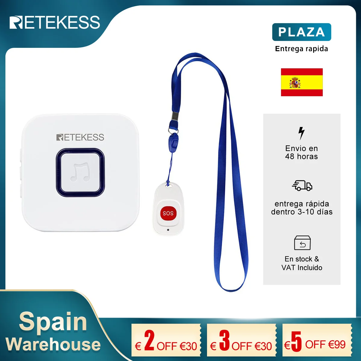 Беспроводная кнопка вызова SOS Retekess система оповещения о вызовах для пожилых