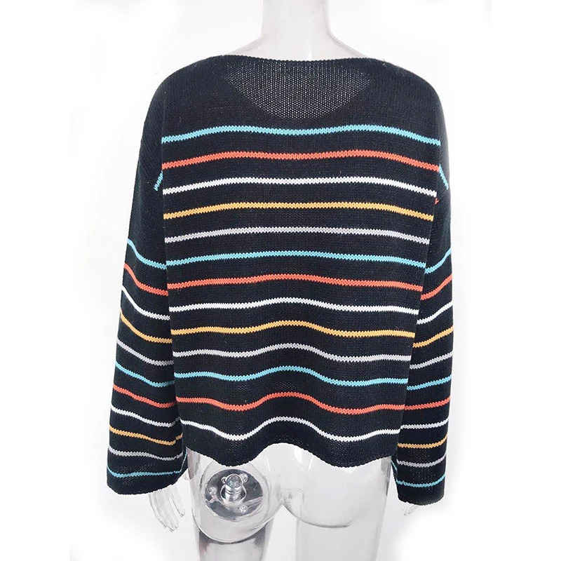 

Fashion Women T-shirts Retro Striped Long Sleeve Tops Leisure Simple Students All-match T Shirt Soft Warm Korean Womens Autumn