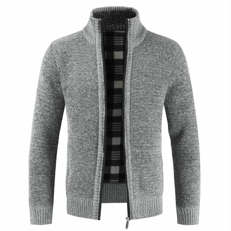 

Autumn Winter New Men's Jacket Slim Fit Stand Collar Zipper Jacket Men Solid Cotton Thick Warm Jacket Men