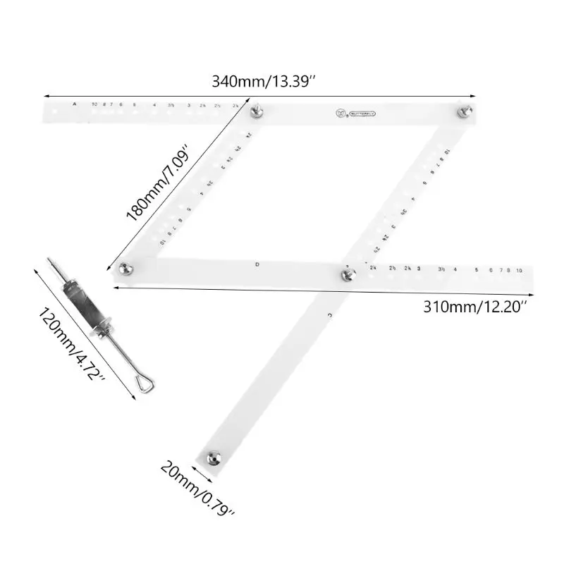 

34cm Scale Drawing Ruler Folding Straight Ruler Pantograph Sewing Tailor Cloth Measure Tool Measurements Reducer Enlarger Tool f