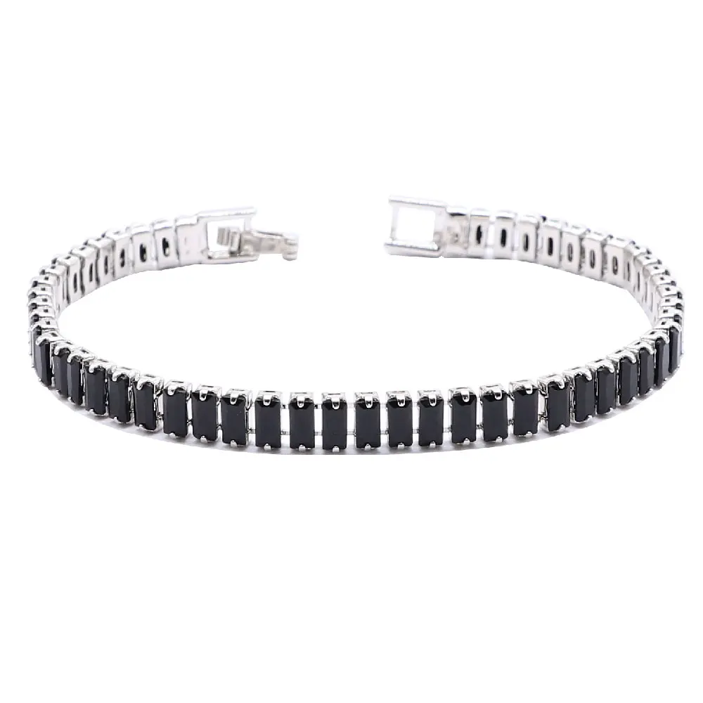 

Черный, синий, белый, полудрагоценный женский браслет из серебра 925 пробы