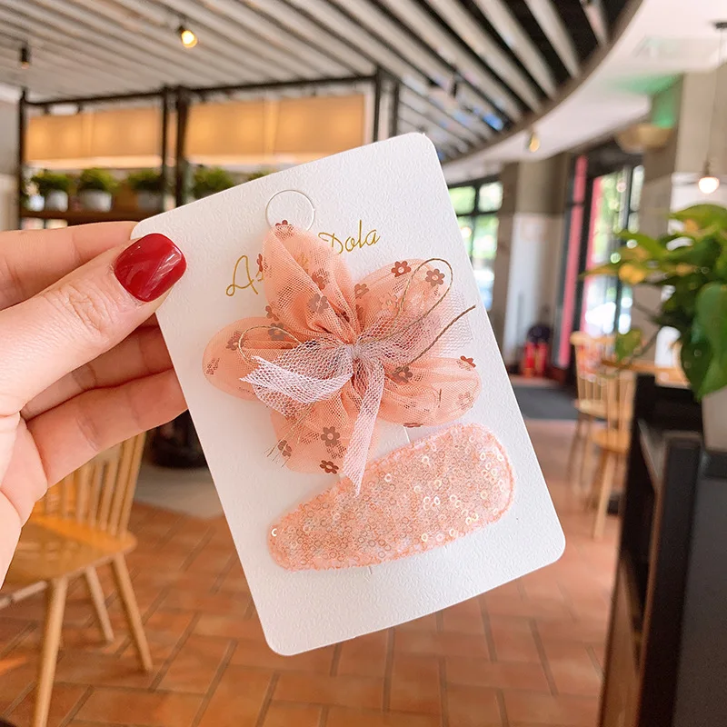 

Children's Mesh Sequin Hairpin Water Drop BB Clip for Girls Kids Tie Flowers Hairpin Sweet Princess Headdress Hair Accessories