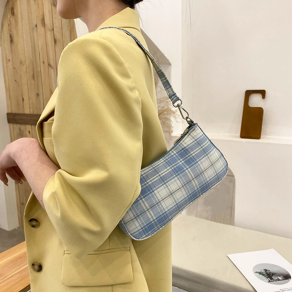 

Plaid Print Underarm Bag Fashion Cloth Handbags Women Shoulder Bag Ladies Daily Clutch Casual Totes Pouch