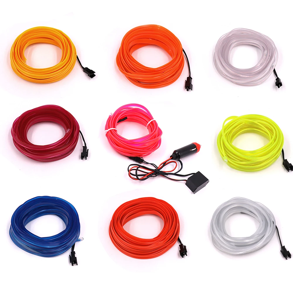 1 м 2 м 3 м 5 м EL Wire светодиодный неоновый светильник, гибкий 6 мм светильник, 3 В/5V12V светодиодный светильник на веревочной трубке, Sewable Tag светодиодный светильник для танцевальной вечеринки, Декор автомобиля