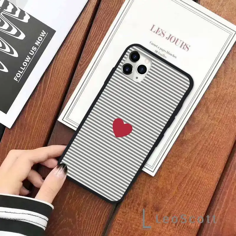 

love haert art simple line Phone Case for iPhone 11 12 pro XS MAX 8 7 6 6S Plus X 5S SE 2020 XR Soft silicone