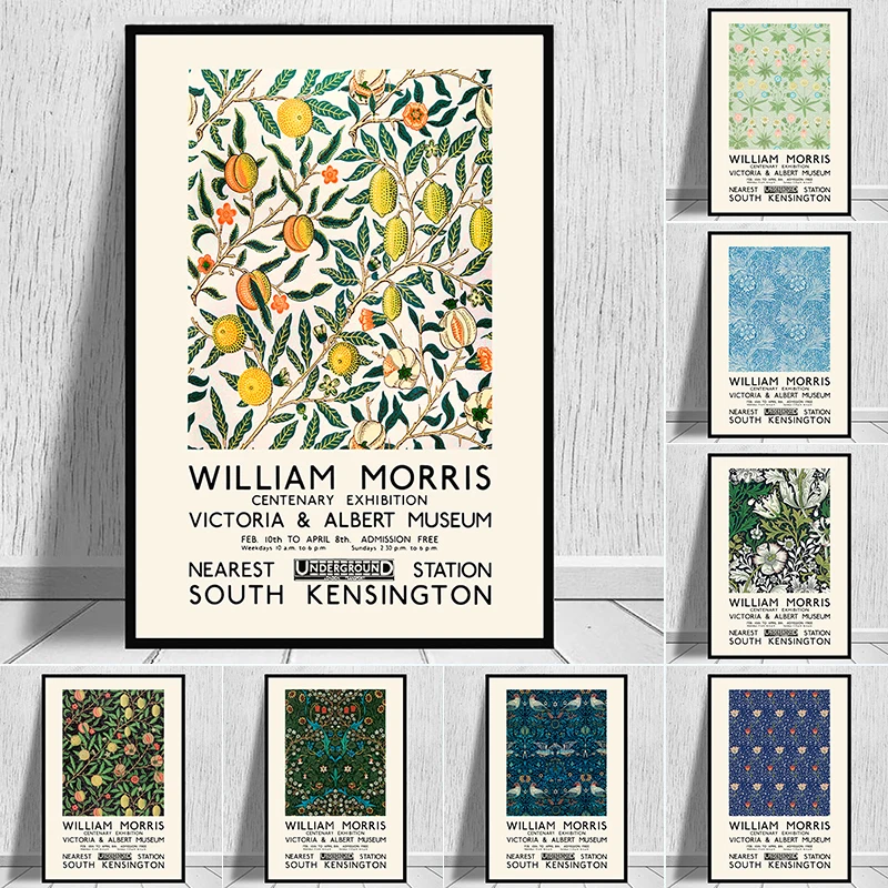 

William Morris Paint The Victoria and Albert Museum Exhibition Canvas Painting Underground Poster Wall Pictures for Room Decor