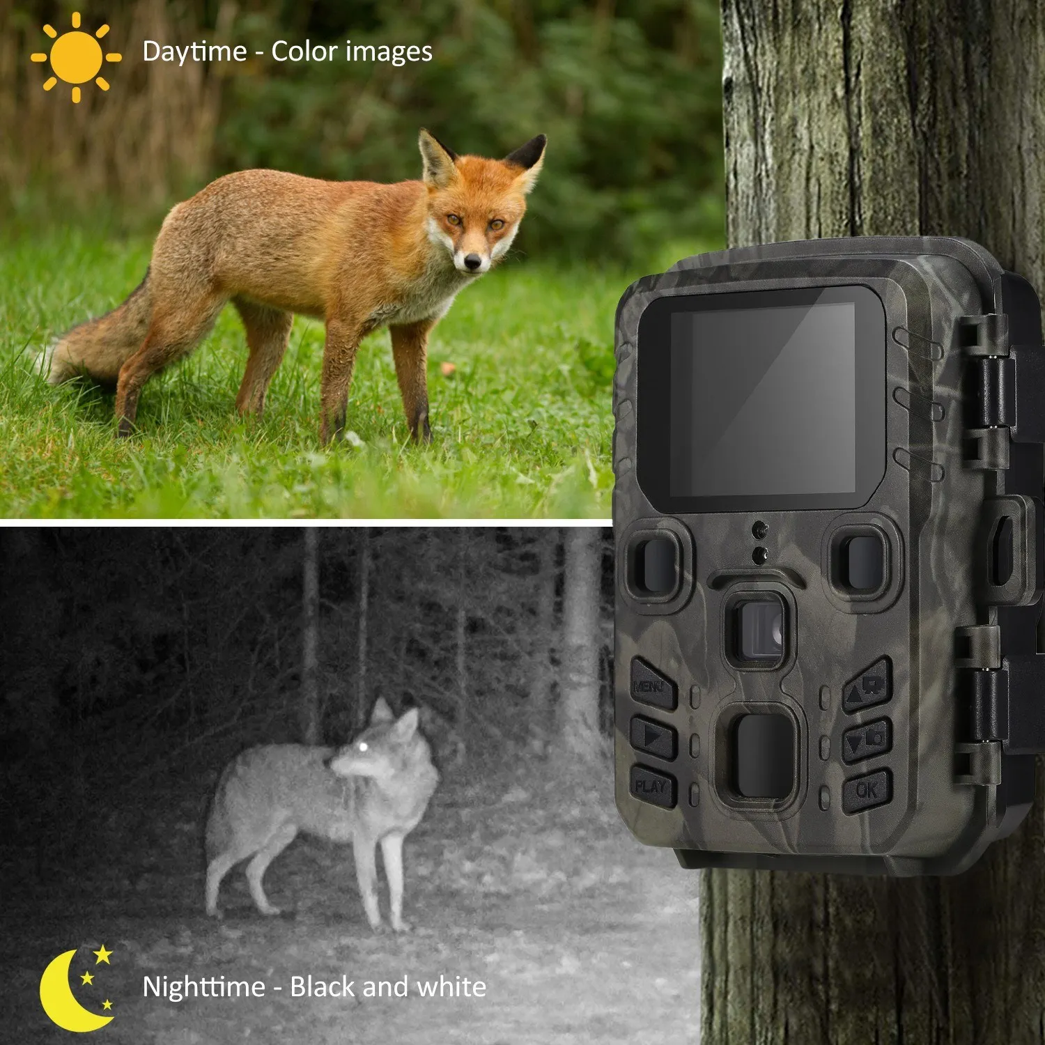 

Mini Trail Camera 12MP 1080P Hunting Game Motion Activated Outdoor Wildlife Scouting Camera IP65 Waterproof