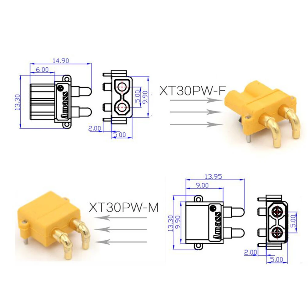 10 x amass xt30pw плата pcb двигателя esc штекер