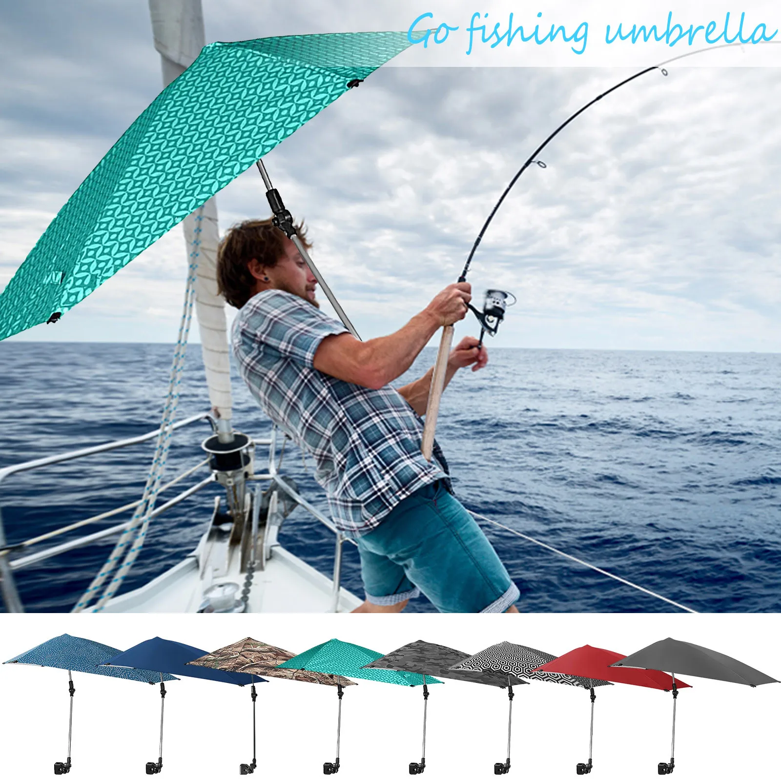 Sport-brella Versa-brella Spf 50+ Adjustable Umbrella With Universal Clamp Beach Chair Clip Sunshade #3 | Дом и сад