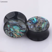 leosoxs 2pcs explosive 3a abalone shell ear expander acrylic ear expander piercing jewelry