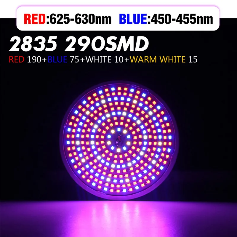 E27 100W SMD2835 LED Grow Light 290LED Full Spectrum Plant Lamp for Flower Seeds Greenhouse Indoor Plants Growing AC85-265V | Лампы и