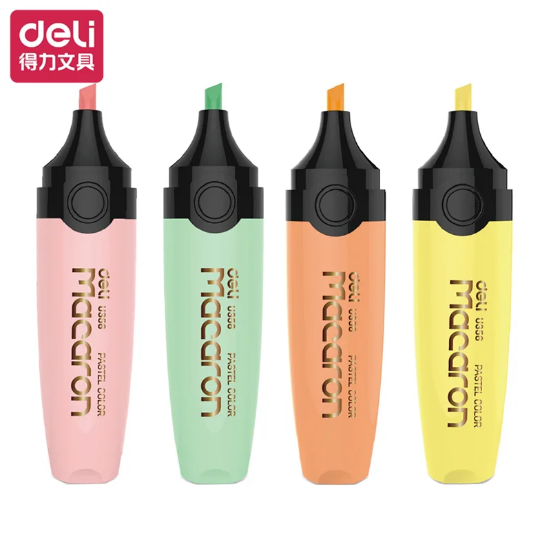 

Deli Mini Colorful Highlighters Pastel Markers 4 Colors Text Focus Marker Pens for School Office 12 Pcs/Box