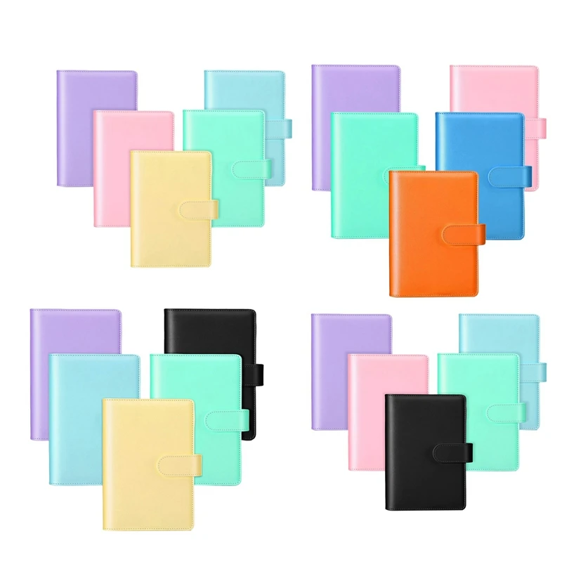 

5 Pcs A6 PU Notebook Binder Refillable 6 Rings Binder Cover Loose Leaf Personal Planner with Buckle Closure