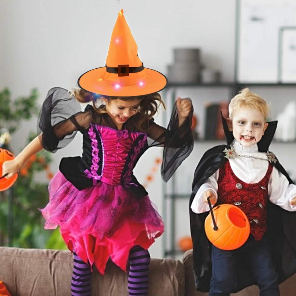 Halloween Witch Hat Caps With LED Light Blinking Party Decoration Adult Womens For Cosplay Costume Accessory |