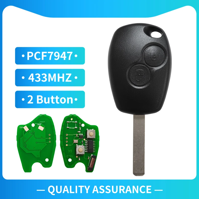 

XNRKEY 2 Round Buttons 433MHZ PCF7947 with VA2 blade Remote Car Key For Renault Duster Modus Clio 3 Kangoo II Twingo Master