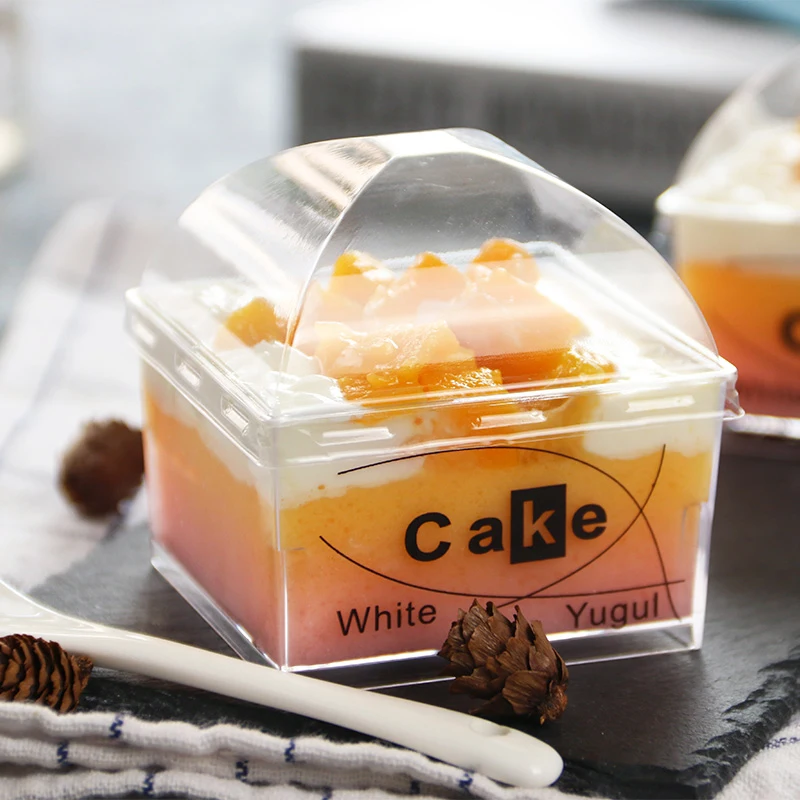 

50 шт. выпечки инструменты квадратный шоколадный мусс по изготовлению крышек для пластиковых стаканчиков DIY пирожное Тирамису упаковочная к...