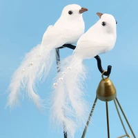 12pcs fake doves white artificial foam feather wedding ornament home craft table decor bird toy wedding decor