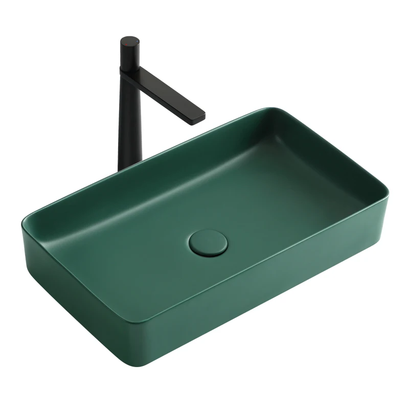 

2021 NEW Lavabo Rectangular Negro Nórdico para el hogar, lavabo de cerámica mate esmerilado, lavabo Pequeño Yang