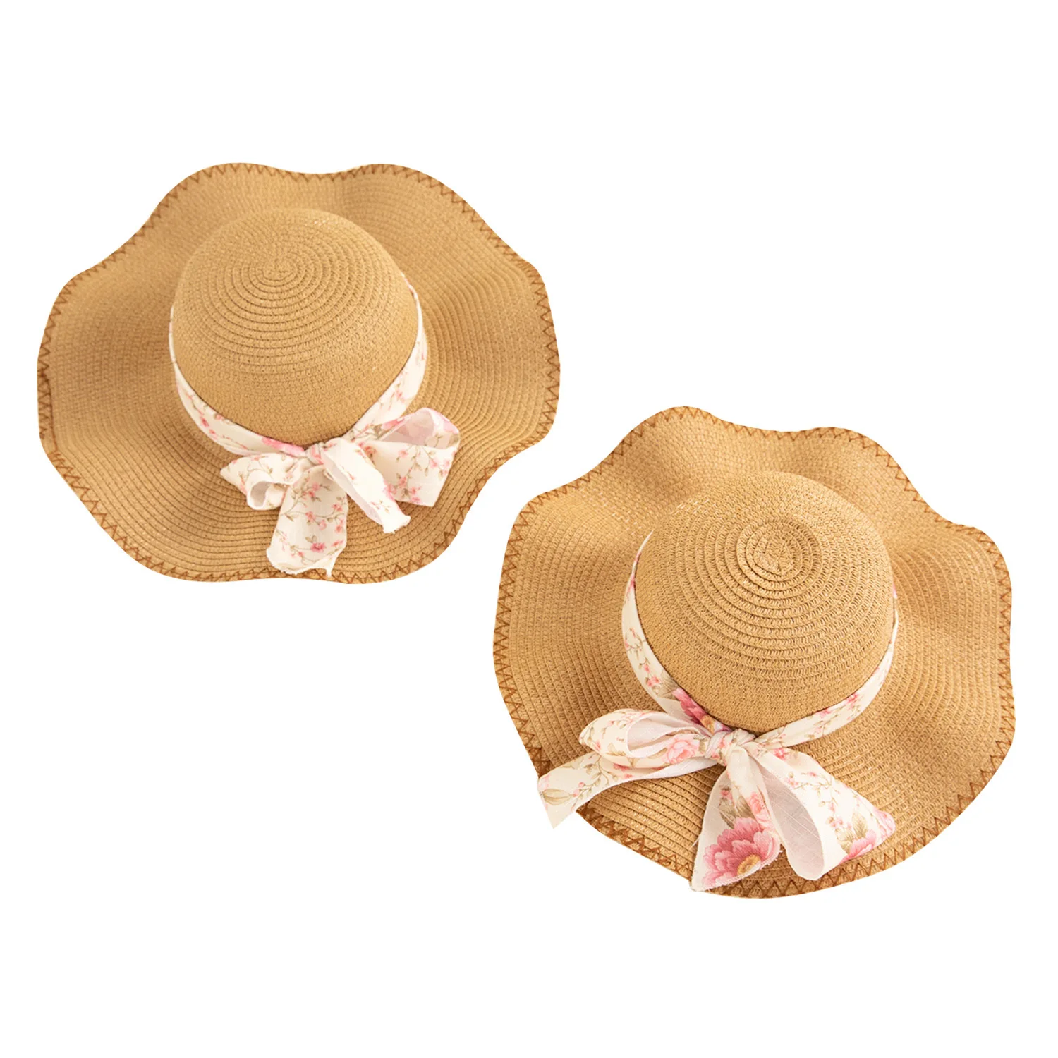 

Family Matching Hats Mom And Me Floral Straw Floral For Kids Women Girl Lady Star Sun Bohemia Beach Wear