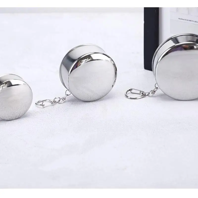 

75ML-250ML Collapsible Foldable Cup Camping Cup Stainless Steel Water Bottle with Keychain for Outdoor Hiking Travel