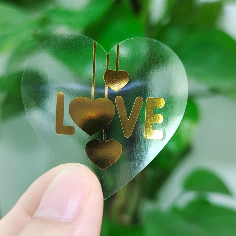 

Rolled round Valentine's Day love gift decoration sticker label hot stamping heart-shaped transparent sticker