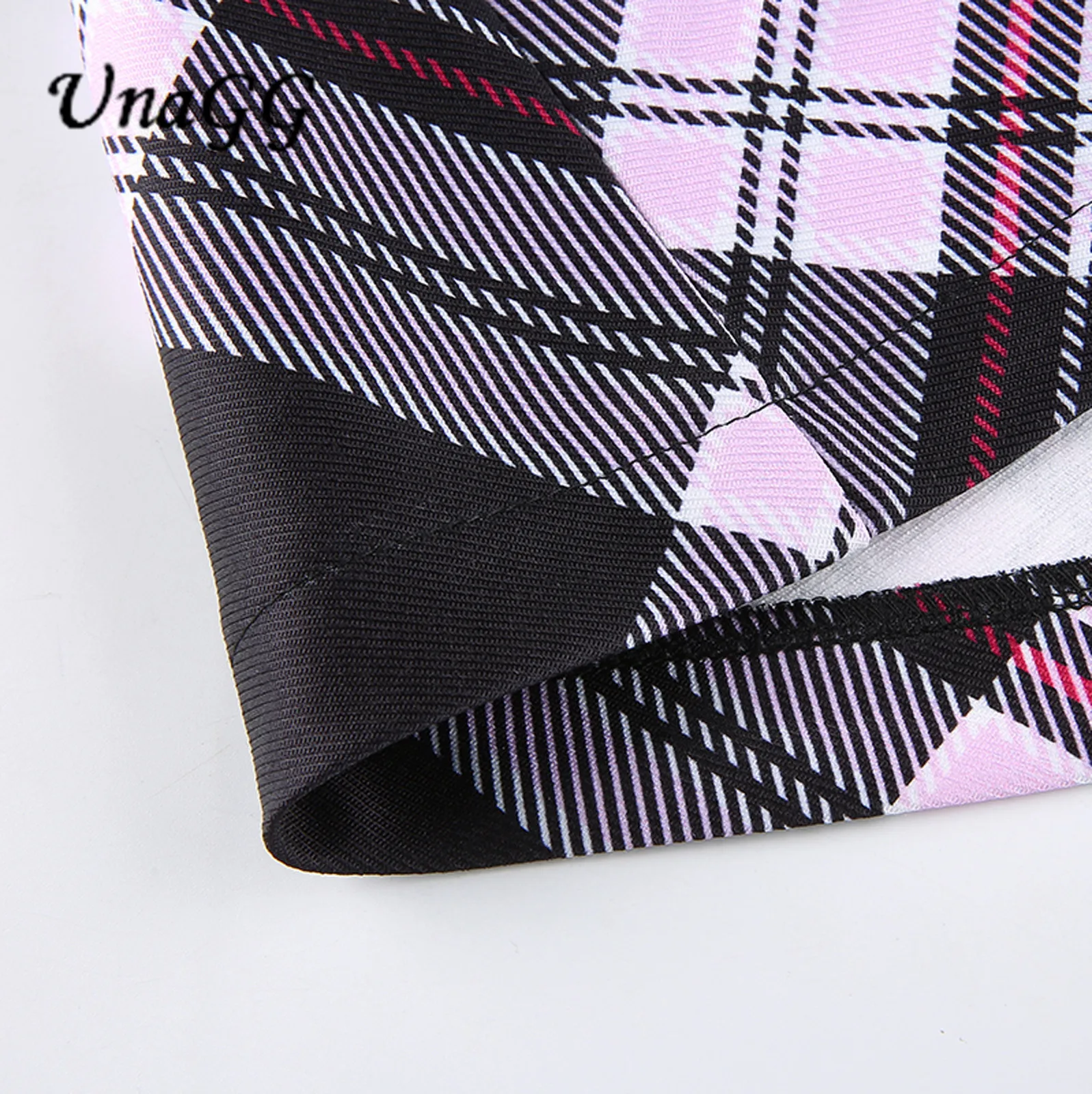 

UnaGG 2020 Summer new school skirt mini plaid skirt jupe short femme sexy cosplay high waisted jupe satin cute skirt #1211