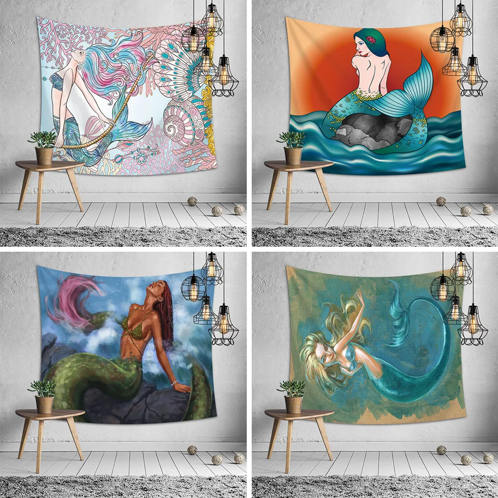 МАНДАЛА ГОБЕЛЕН настенный Русалка хиппи пляжное полотенце Ковер художественные