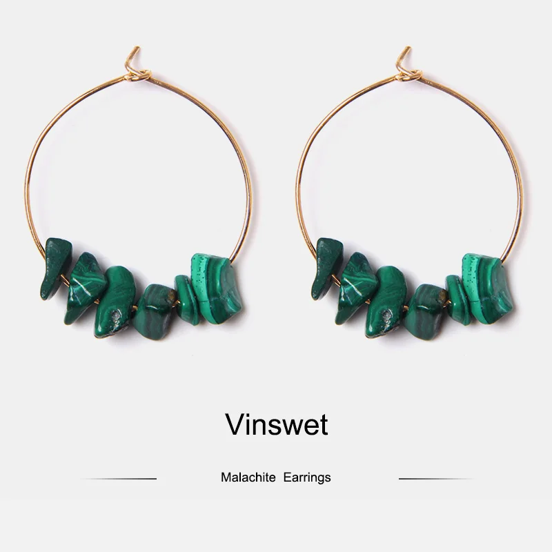 Женские круглые серьги подлинный малахит аметист цитрин ювелирные изделия