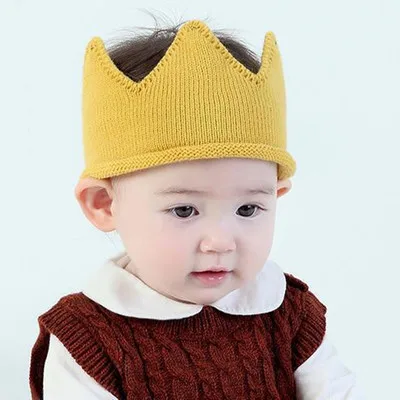 Шапка тюрбан вязаная шапка с короной для маленьких девочек и мальчиков зимние