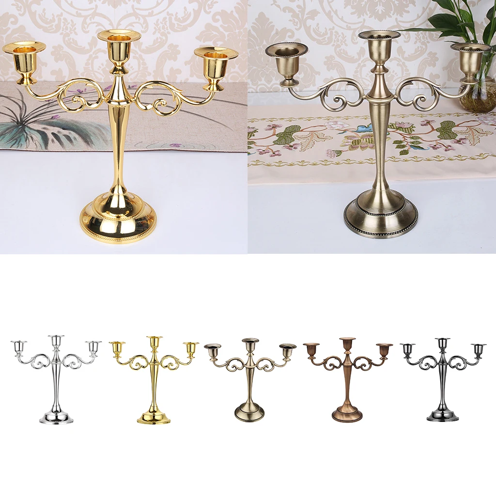 

3 Arms Zinc Alloy Craft Candelabra Candle Holder Wedding Stand