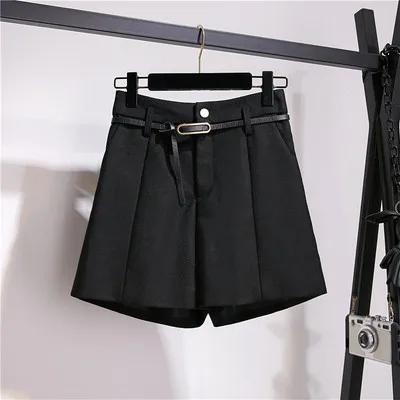 Only Shorts Вязаный пуловер; топы и шерстяные шорты; Женский комплект 2 шт.; сезон осень-зима; свитер с рукавами-фонариками и бантом; костюм со штанами; свободный пояс - Цвет: Only Shorts