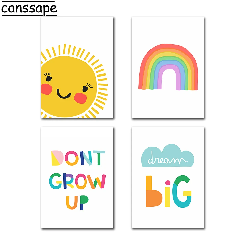 Большой постер мечты детская комната солнце радуга скандинавские настенные