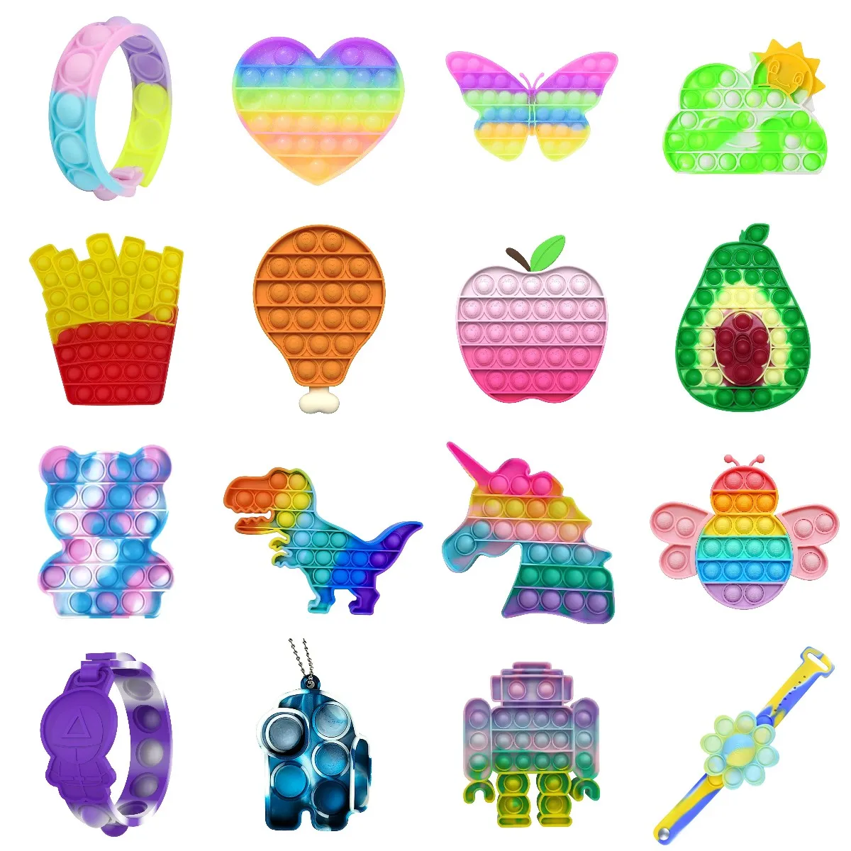 

Pop Fidget Reliver Stress Toy Unicorn Rainbow Push Bubble Antistress Its Toys Adult Children Simple Dimple Toy To Relieve Autism