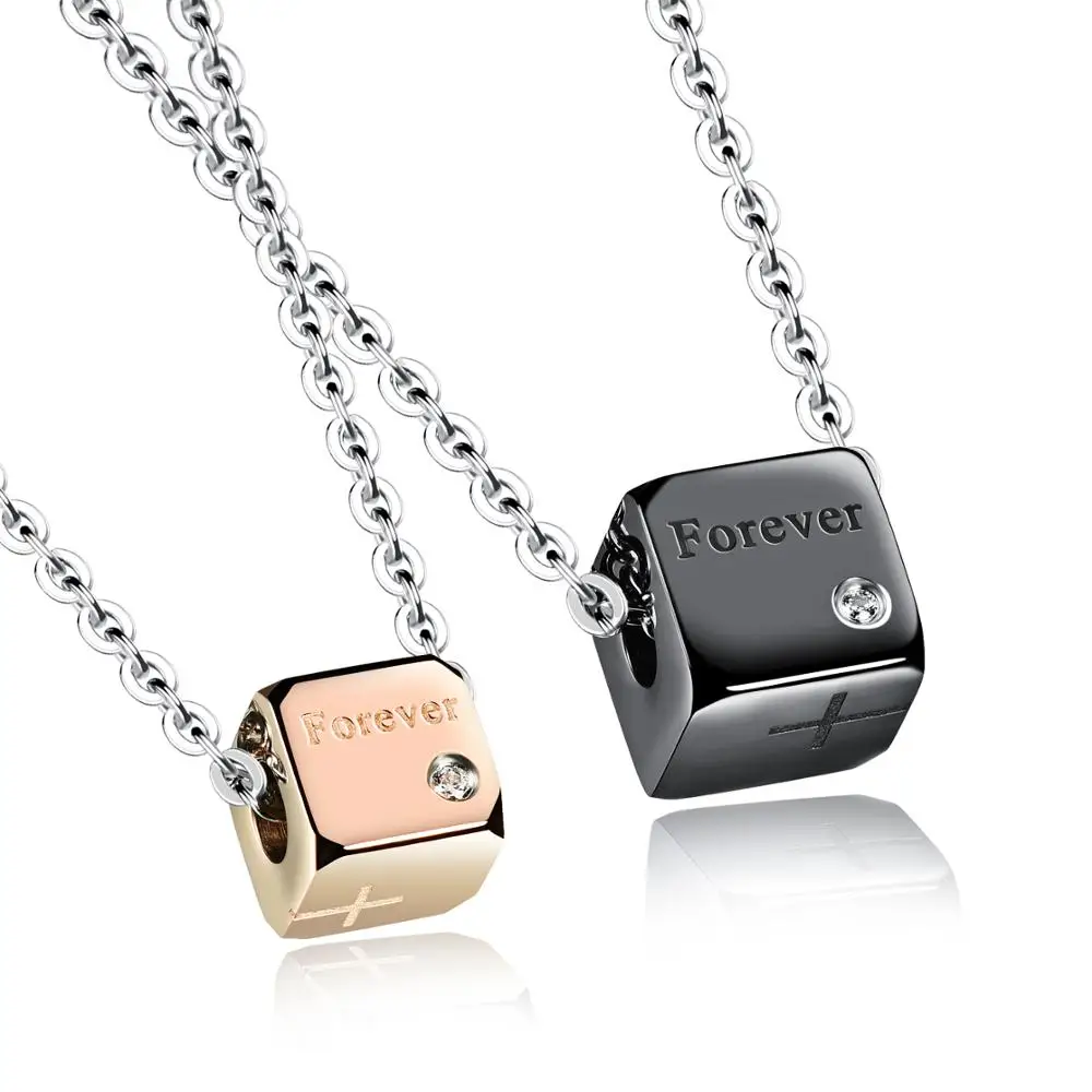 

Stainless Steel Square Column Pendant Smooth Surface Necklace For Women Men Couple Choker Jewelry